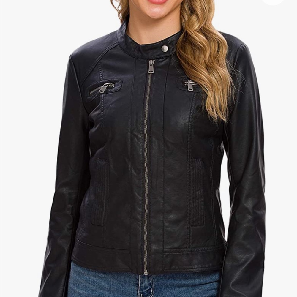 Motorcycle Short PU Moto Fitted Slim Coat